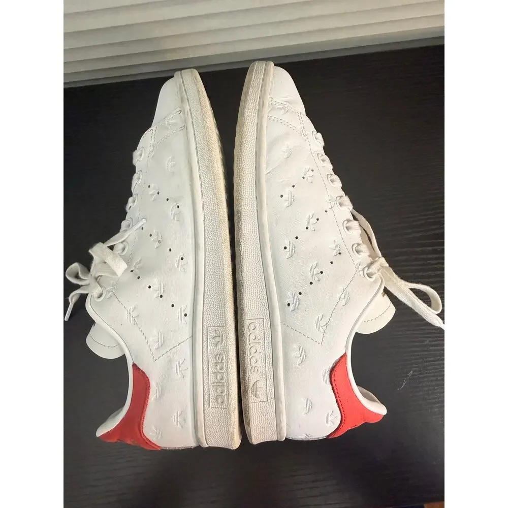 Adidas Stan Smith White Red Gold Trefoil Embossed Sneakers Men’s Size 10 Shoes